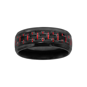 ALLIANCE ACIER ET PVD NOIR AVEC CARBONE REFLET ROUGE