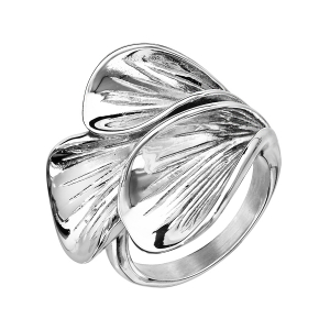 BAGUE ACIER 3 GRANDES FEUILLES