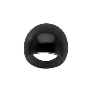 BAGUE ACIER PVD NOIR GROS JONC BOMBE LISSE
