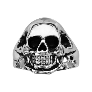 BAGUE TETE DE MORT MOYENNE ACIER LISSE