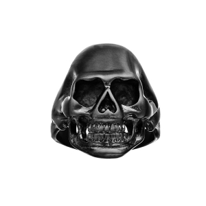 BAGUE ACIER ET PVD NOIR TETE DE MORT