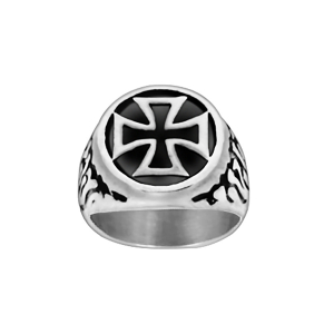 BAGUE ACIER DES TEMPLIERS PATINEE