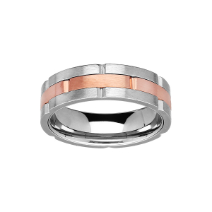 BAGUE ACIER ET PVD ROSÉ