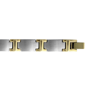 BRACELET ACIER BICOLORE LARGEUR 8MM  21,5CM REGLABLE