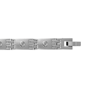 BRACELET ACIER SATINE AVEC VIS BRILLANTS 21CM REGLABLE