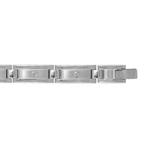 BRACELET ACIER SATINE AVEC VIS BRILLANTS 21CM REGLABLE