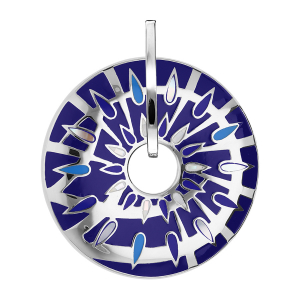 PENDENTIF STELLA MIA ROND PERCÉ FOND BLEU ET NACRE