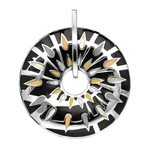 PENDENTIF STELLA MIA ROND PERCÉ FOND NOIR ET NACRE