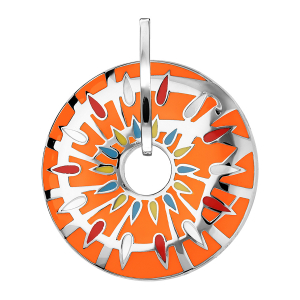 PENDENTIF STELLA MIA ROND PERCÉ FOND ORANGE ET NACRE