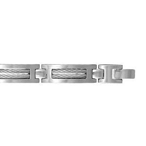 BRACELET  ACIER  2 CABLES 21CM REGLABLE