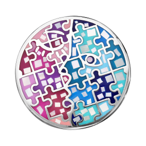 PENDENTIF ACIER STELLA MIA ROND RÉSINE MULTI COULEUR ET NACRE
