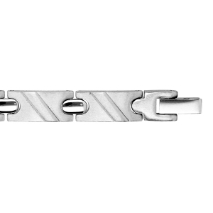 BRACELET ACIER MOTIF DIAGONALE TOUT ACIER 20CM REGLABLE