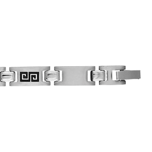 BRACELET ACIER MOTIF GREC EN NOIR 21CM REGLABLE