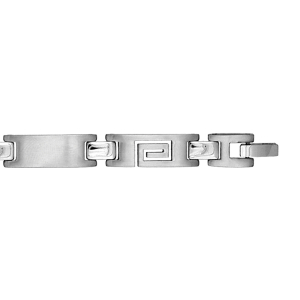 BRACELET ACIER 1 MAILLE MOTIF GREC 19CM REGLABLE