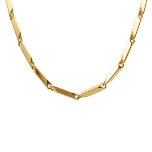 CHAINE ACIER ET DORURE JAUNE MAILLE RECTANGLE 50CM REGLABLE