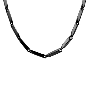 CHAINE ACIER ET PVD NOIR MAILLE RECTANGLE 50CM REGLABLE