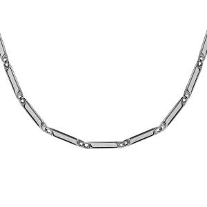 CHAINE ACIER SATINÉ  MAILLE RECTANGLE 50CM REGLABLE