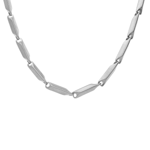 CHAINE ACIER SATINÉ  MAILLE RECTANGLE 50CM REGLABLE