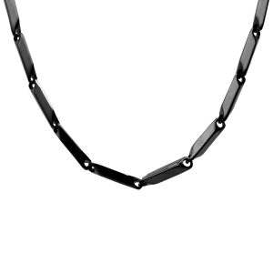 CHAINE ACIER ET PVD NOIR MAILLE RECTANGLE 55CM REGLABLE