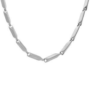 CHAINE ACIER SATINÉ  MAILLE RECTANGLE 55CM REGLABLE