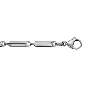 BRACELET ACIER MAILLE RECTANGLE 20CM REGLABLE