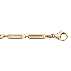BRACELET ACIER ET DORÉ MAILLE RECTANGLE 20CM REGLABLE
