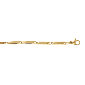 BRACELET ACIER ET DORÉ MAILLE RECTANGLE 20CM REGLABLE