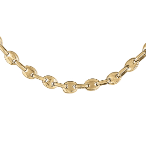 CHAINE ACIER ET PVD DORÉ MAILLE GRAIN CAFE MASSIVE 6MM 55CM