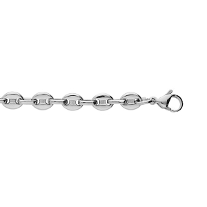 BRACELET ACIER MAILLE GRAIN CAFE MASSIVE 6MM 21CM