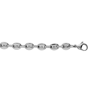 BRACELET ACIER MAILLE GRAIN CAFE MASSIVE 6MM 21CM
