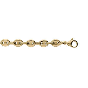 BRACELET ACIER ET PVD DORÉ MAILLE GRAIN CAFE MASSIVE 6MM 21CM