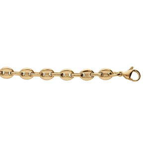 BRACELET ACIER ET PVD DORÉ MAILLE GRAIN CAFE MASSIVE 6MM 21CM