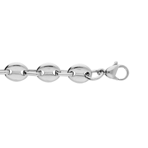 BRACELET  ACIER MAILLE GRAIN CAFE MASSIVE 9MM 22CM