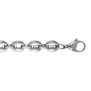BRACELET  ACIER MAILLE GRAIN CAFE MASSIVE 9MM 22CM