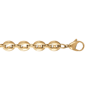 BRACELET  ACIER ET PVD DORÉ MAILLE GRAIN CAFE MASSIVE 9MM 22CM