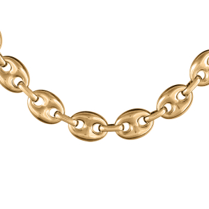 COLLIER  ACIER ET PVD DORÉ MAILLE GRAIN CAFE MASSIVE 11MM 55CM
