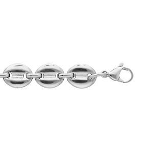 BRACELET  ACIER MAILLE GRAIN CAFE MASSIVE 11MM 22CM