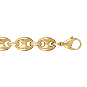 BRACELET  ACIER ET PVD DORÉ MAILLE GRAIN CAFE MASSIVE 11MM 22CM