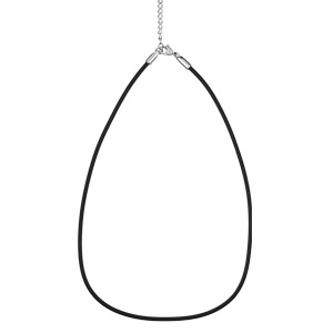 COLLIER CORDON MOYEN CAOUTCHOUC 2,5MM FERMOIR MOUSQUETON ACIER 50CM+5CM REGLABLE