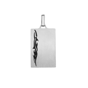 PLAQUE ACIER SATINE RECTANGULAIRE 21X33MM AVEC MOTIF TRIBAL SUR COTÉ