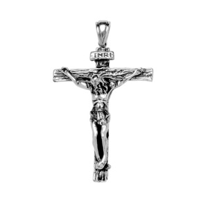 PENDENTIF ACIER CHRIST SUR CROIX 55 x 33 mm