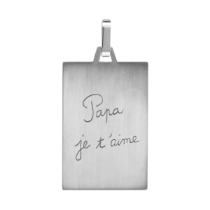 PLAQUE ACIER SATINE RECTANGULAIRE 21X33MM GRAVE PAPA JE T'AIME