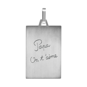PLAQUE ACIER SATINE RECTANGULAIRE 21X33MM GRAVE PAPA ON T'AIME