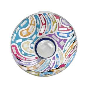 PENDENTIF ACIER ROND STELLA MIA COULEUR PASTEL ET PASTILLE NACRE BLANCHE