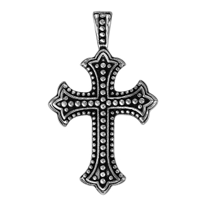 PENDENTIF ACIER CROIX AVEC PICOT PATINE