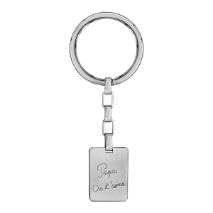 PORTE CLEF ACIER PLAQUE GI GRAVE PAPA ON T'AIME