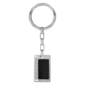 PORTE CLEF ACIER PLAQUE GI MOTIF GREC NOIR