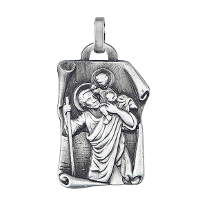 PENDENTIF ACIER PARCHEMIN SAINT CHRISTOPHE