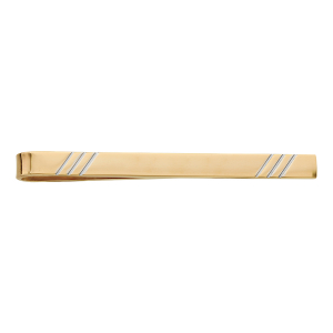 PINCE A CRAVATE STRIEE ACIER ET PVD JAUNE
