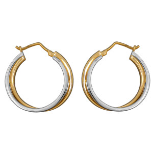 BOUCLES D'OREILLES CREOLES DOUBLES BICOLORE